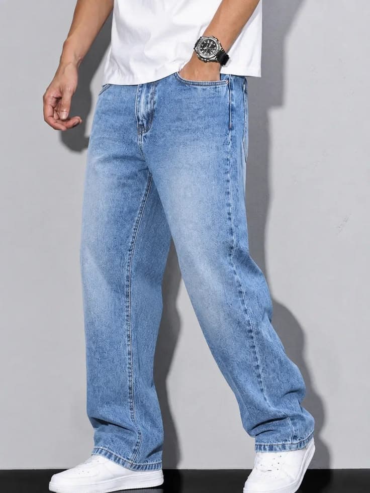 Eagilo Light Blue Relaxed Fit Denim Jeans image 4