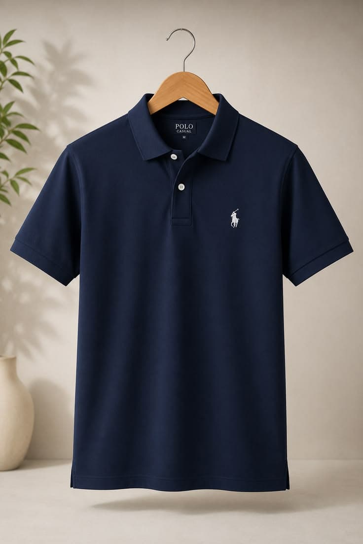 Eagilo Navy Blue Classic Polo Polo T-Shirt image 5