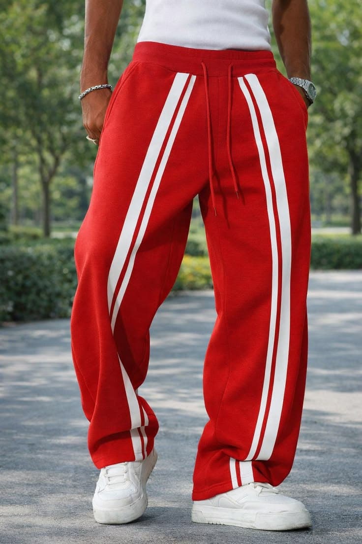 Eagilo Red Side-Stripe Track Pants image 5