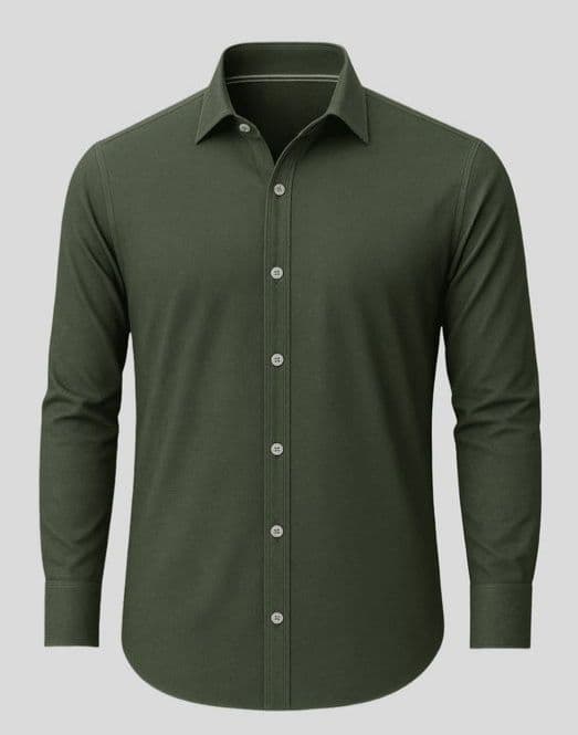 Eagilo Green Solid Formal Shirt image 5