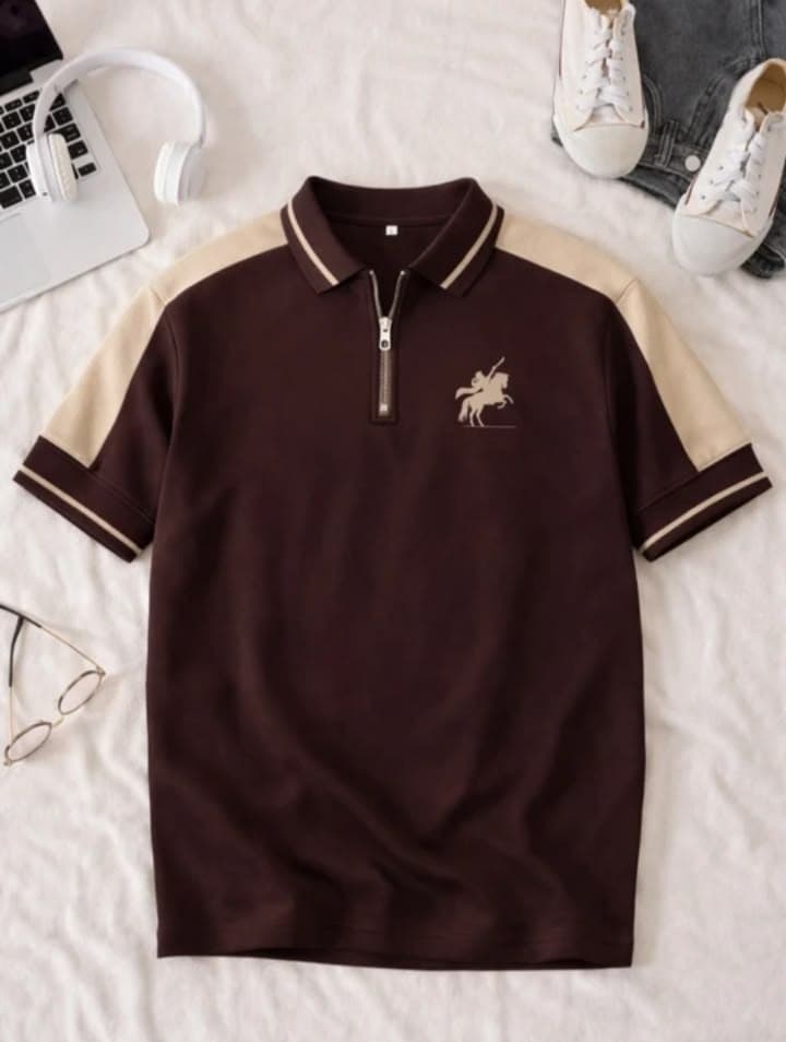Eagilo Maroon Classic Polo Polo T-Shirt image 2