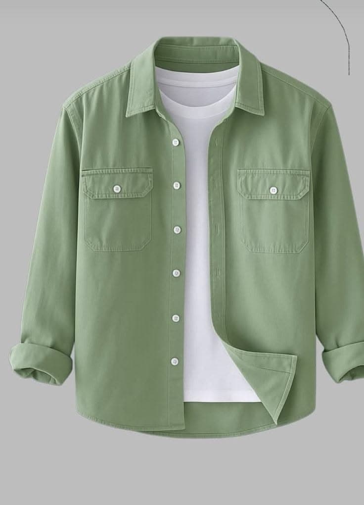 Eagilo Pista Green Utility Flap Shirt image 5