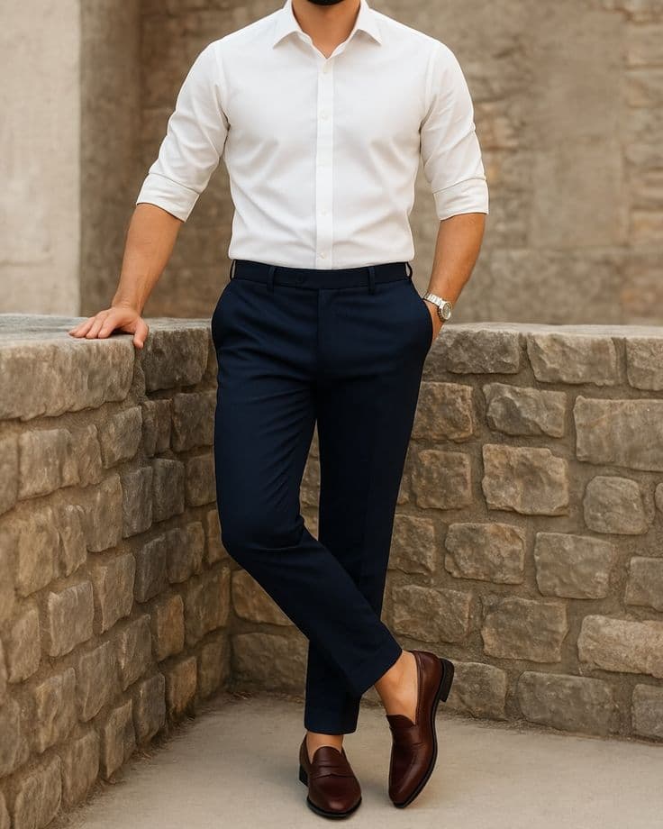 Eagilo White Solid Formal Shirt image 3