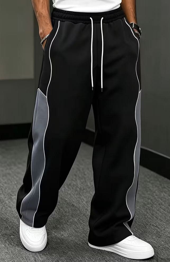 Eagilo Black Patchwork Relaxed Trousers image 5