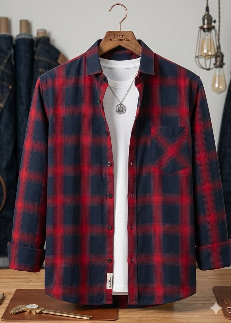 Eagilo Red Checked Casual Shirt image 2