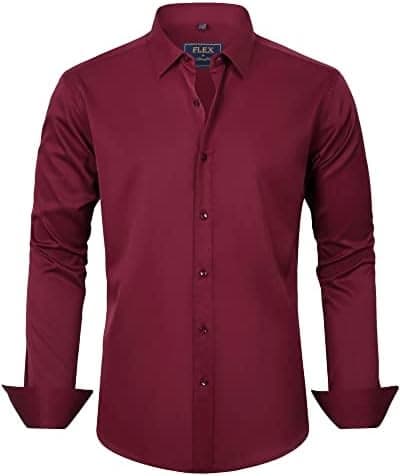 Eagilo Burgundy Solid Formal Shirt