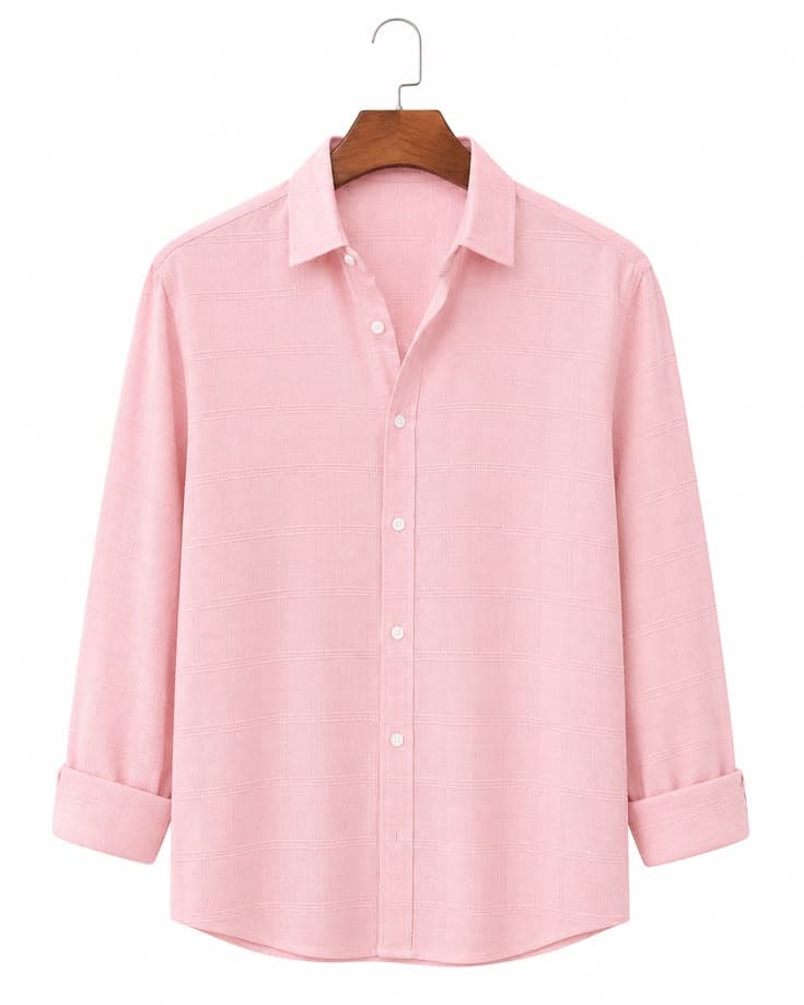 Eagilo Pink Solid Formal Shirt image 4