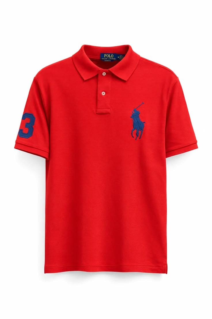 Eagilo Red Classic Mesh Polo Polo T-Shirt image 2