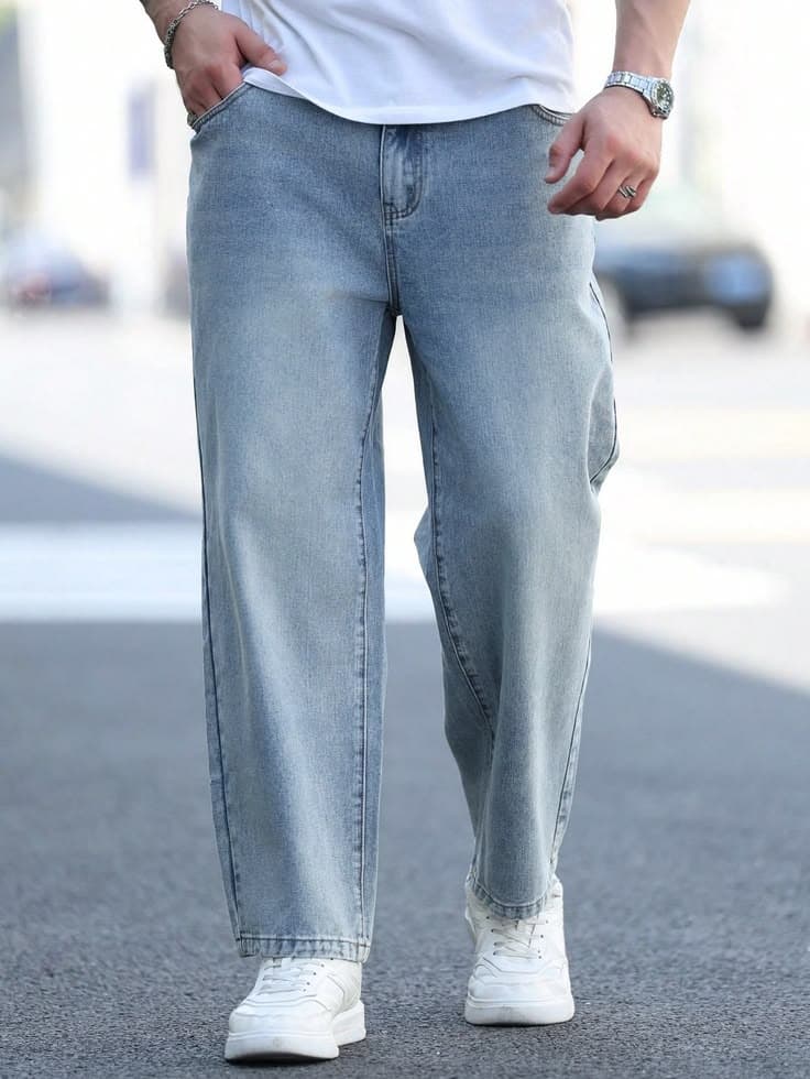 Eagilo Light Blue Relaxed Fit Denim Jeans image 5