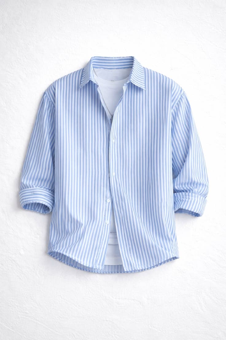Eagilo Sky Blue Utility Flap Shirt image 4