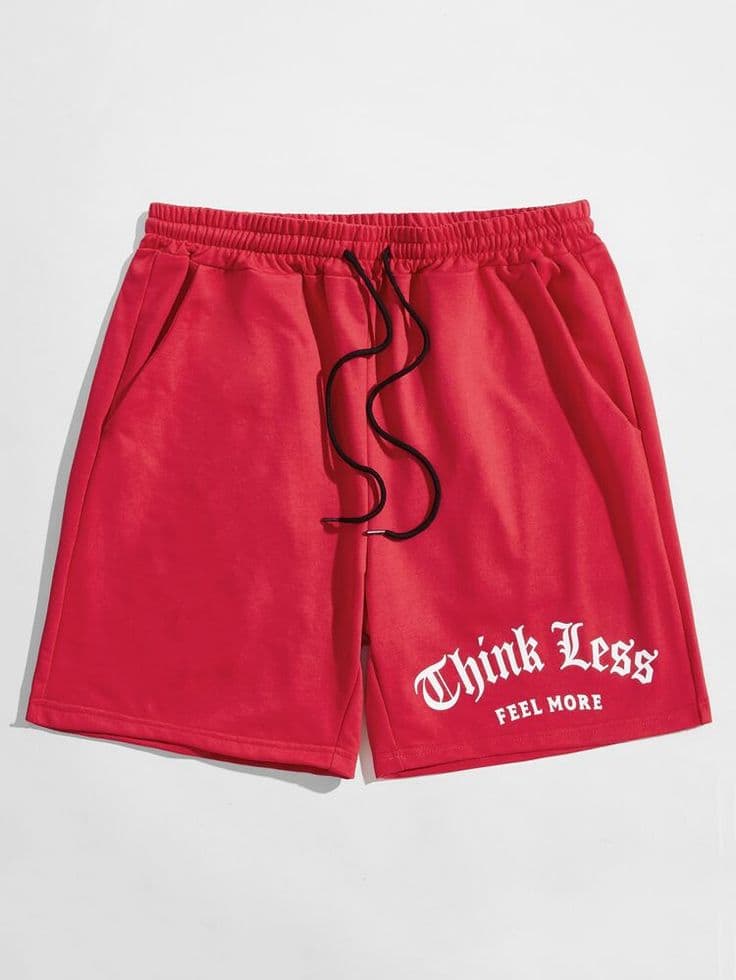 Eagilo Red Casual Drawstring Shorts image 5