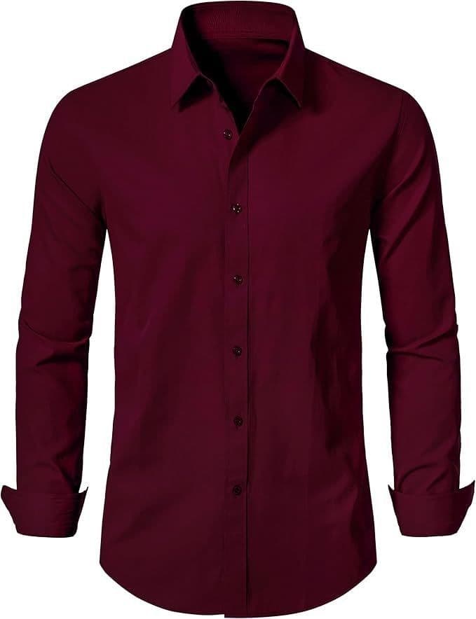 Eagilo Maroon Solid Formal Shirt image 2