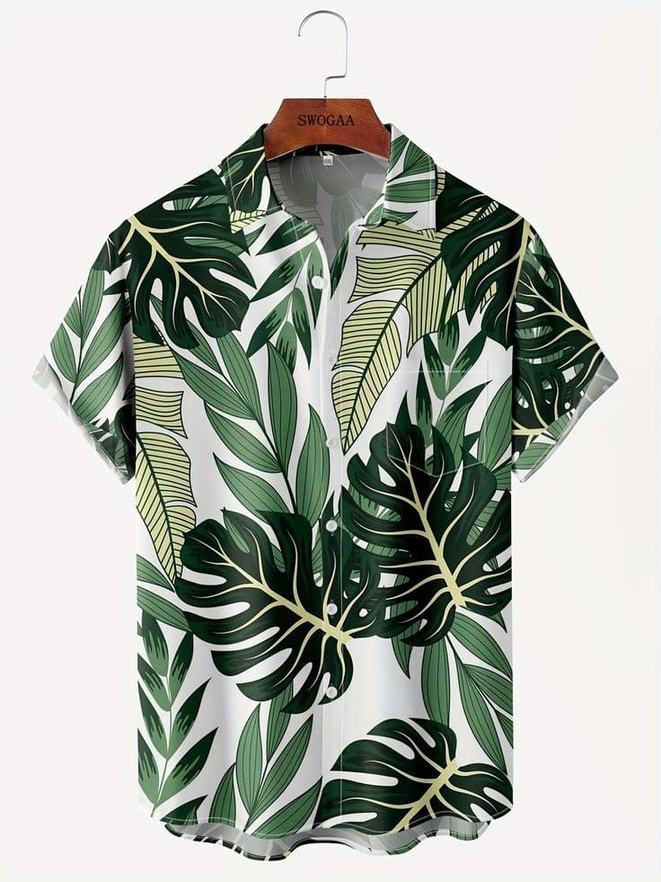 Eagilo Green Floral Print Shirt image 3