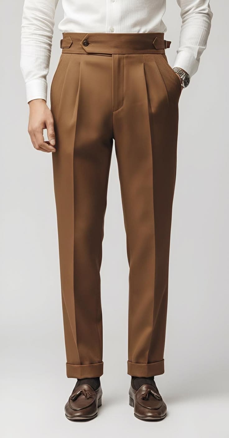 Eagilo Brown Tailored Formal Trousers image 5
