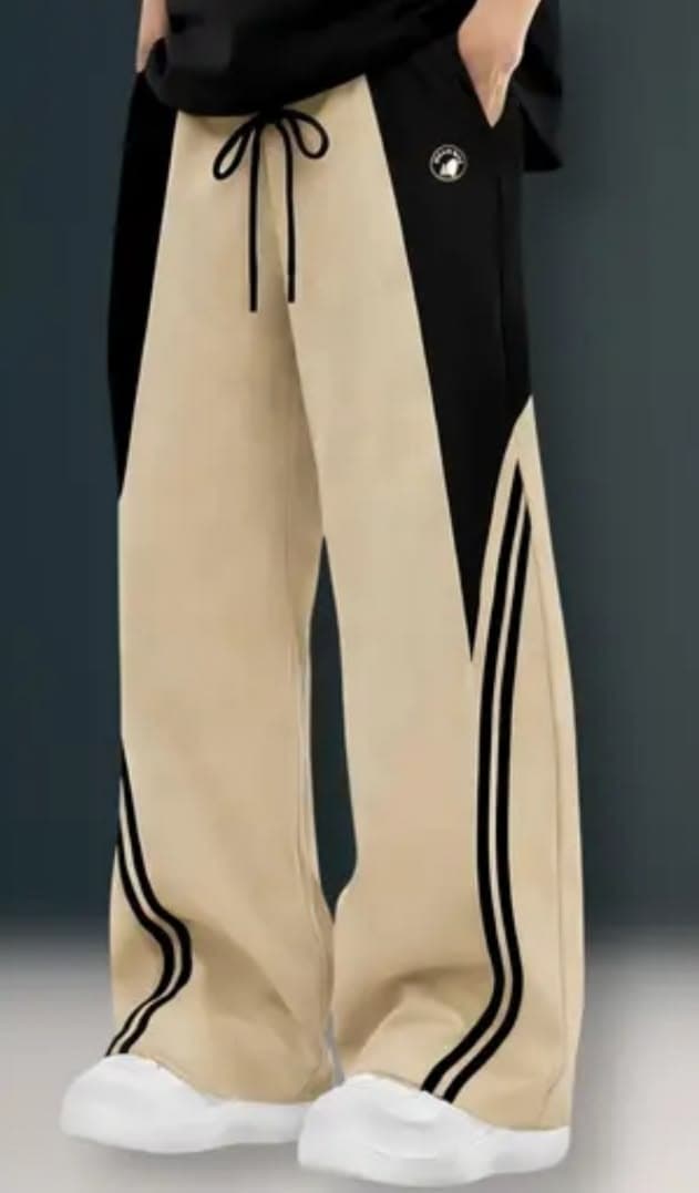 Eagilo Beige Contrast-Panel Track Pants image 2