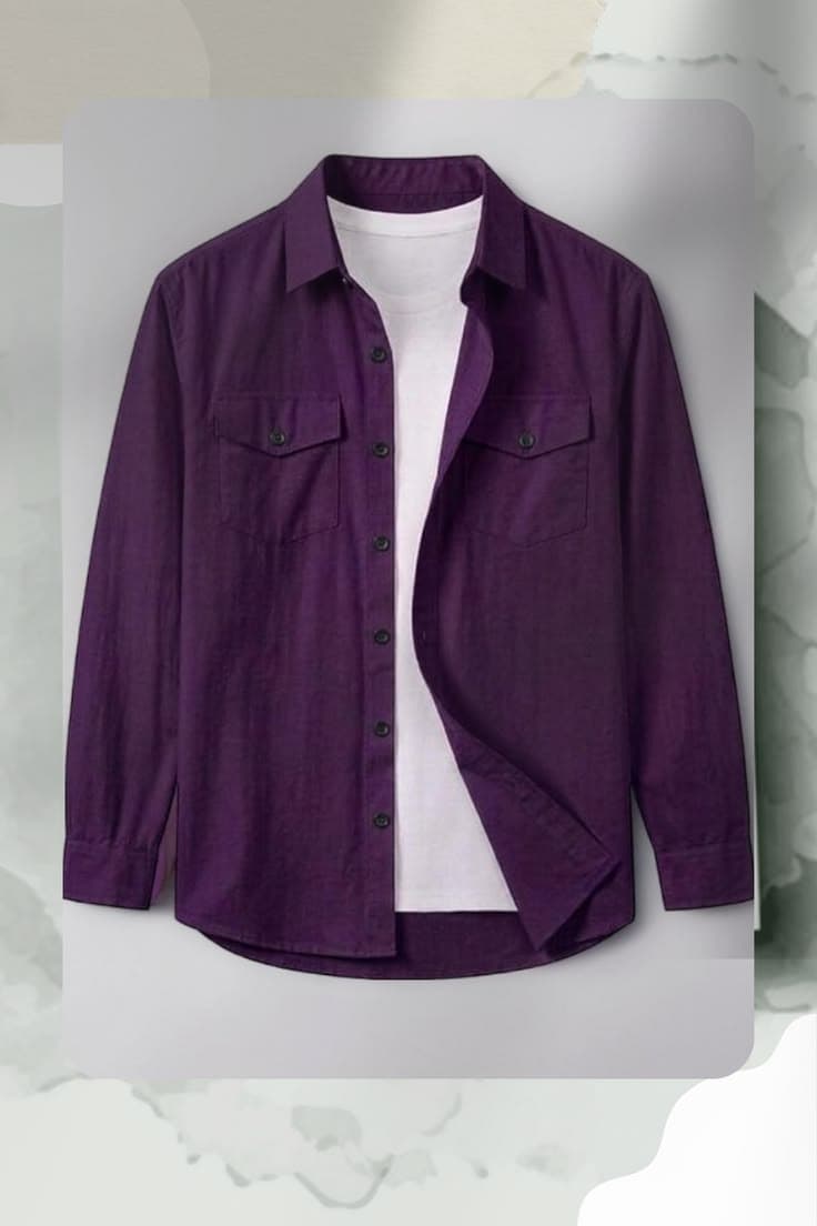 Eagilo Purple Layering Overshirt Shirt image 4