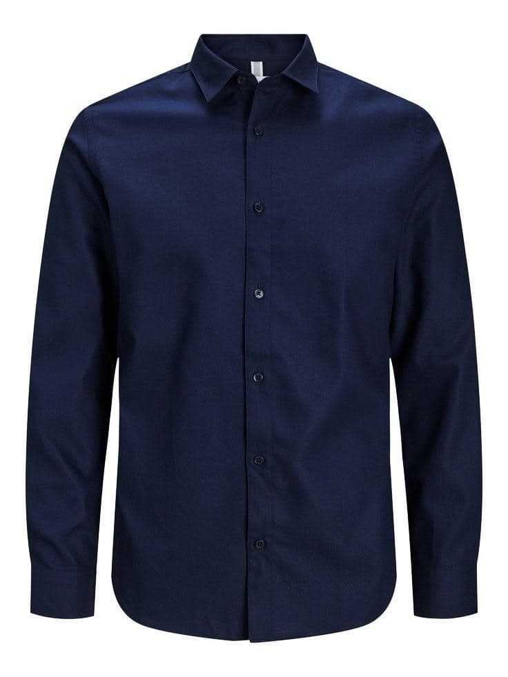 Eagilo Navy Blue Solid Formal Shirt image 3